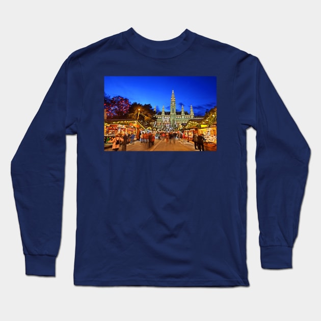 Christmas market in Vienna Long Sleeve T-Shirt by Cretense72